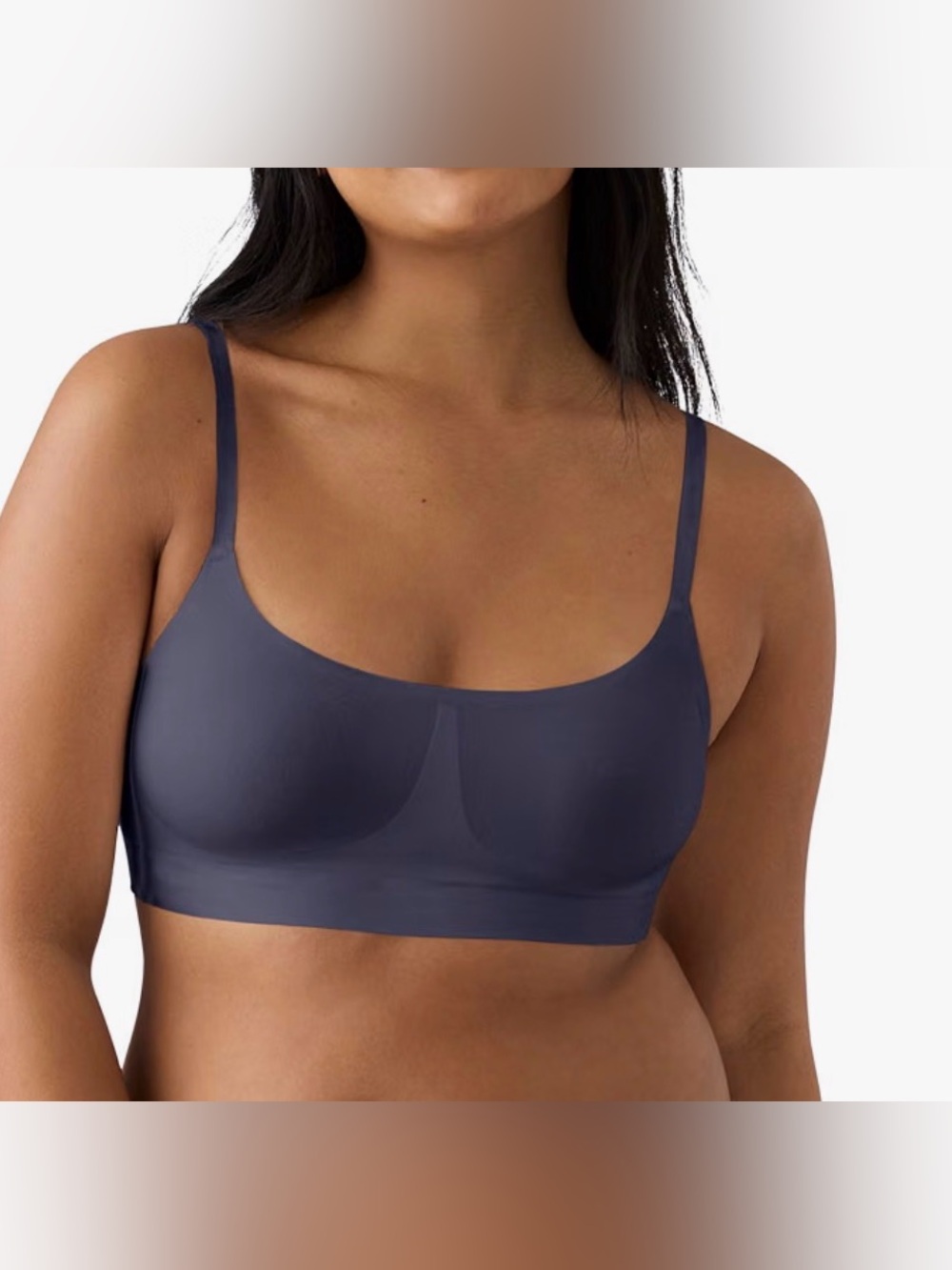 NWT True & Co Women's Soft Form Square-Neck Adjustable Blue Plunge-Back Bra XS